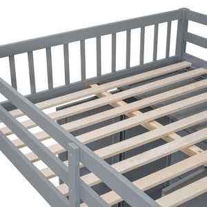 English Elm Full Over Twin Bunk Bed with Wardrobe Staircase Drawers for Shared Kids Rooms LT001606AAE