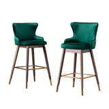 English Elm Leland Fabric Upholstered Wingback Bar Stools, Set Of 2, Green