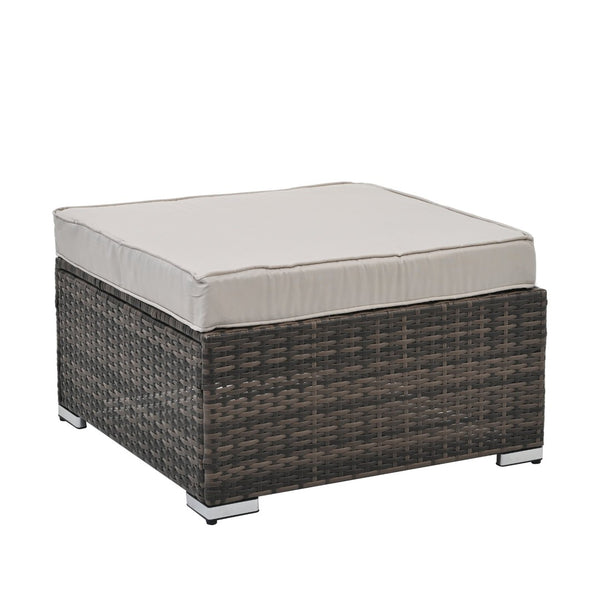 English Elm Patio 4-Piece Wicker Furniture Set With Glass Coffee Table, Cushions For Ultimate Outdoor Comfort W1703S00017-GIGA