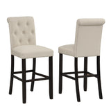 English Elm Leviton Solid Wood Tufted Asons Barstool, Set Of 2, Tan