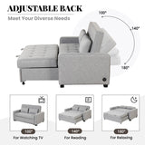 English Elm 66.5" Upholstered Sleeper Bed , Pull Out Sofa Bed Couch Attached Two Throw Pillows,Dual Usb Charging Port and Adjustable Backrest For Living Room Space, Gray