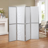 English Elm Giyano 4 Panel Screen Room Divider, Sliver