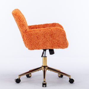 English Elm A&A Plush Alpaca Wool Office Chair with Adjustable 40° Recline, Wide Deep Seat and Sturdy 320mm Base Orange W1143P154104