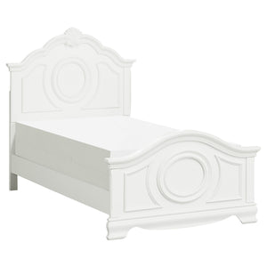 English Elm Classic White Panel Twin Bed – Timeless Traditional Design With Bead Molding And Shell Motif B011S00816
