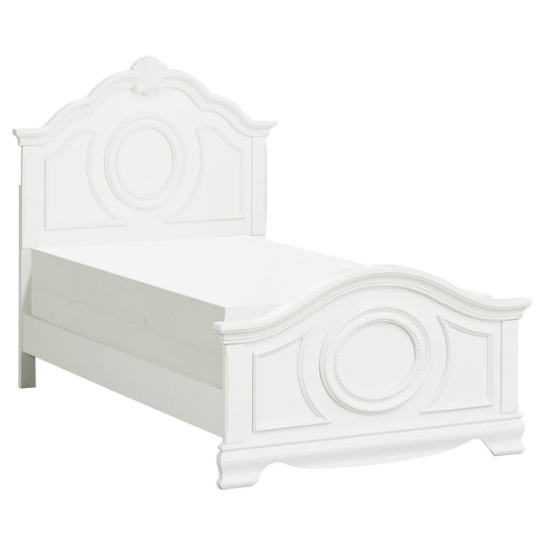 English Elm Classic White Panel Twin Bed – Timeless Traditional Design With Bead Molding And Shell Motif B011S00816