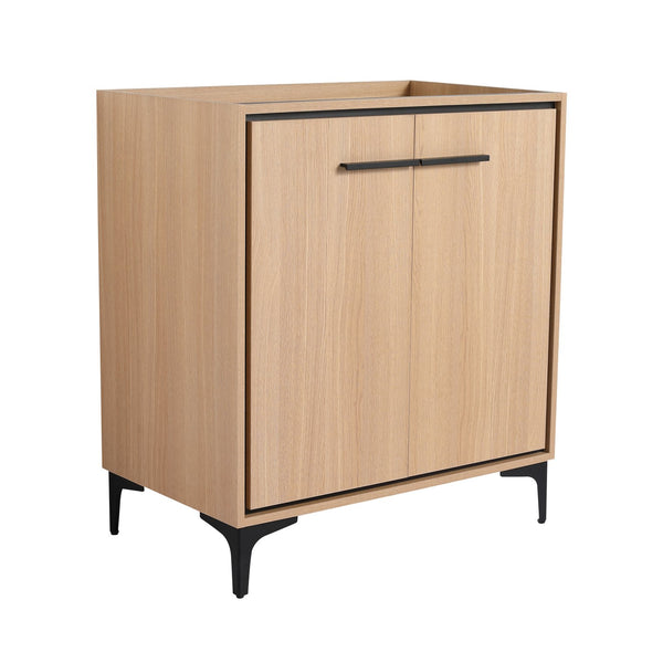English Elm 30 30 Inch Bathroom Vanity Base with Double Doors, Engineered Wood Cabinet, Modern Minimalist Storage Oak W1972P164356