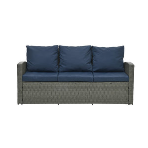 English Elm Patio 5-Piece Wicker Furniture Set With Tempered Glass Table - Stylish, Durable Outdoor Seating Solution W1703S00011-GIGA