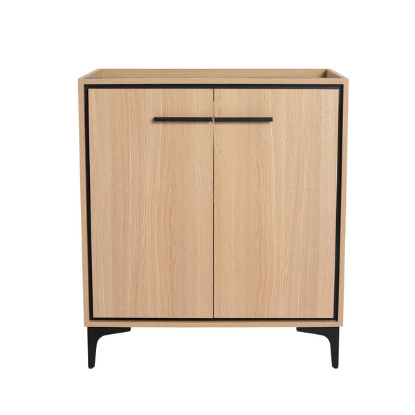 English Elm 30 30 Inch Bathroom Vanity Base with Double Doors, Engineered Wood Cabinet, Modern Minimalist Storage Oak W1972P164356