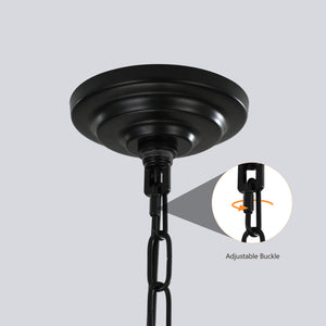 English Elm (Same As W1340142527/L1018-B) 18" 8-Light Black Geometric Pendant Chandelier For Modern Industrial Spaces W1340P206662