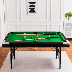 English Elm 6.3ft Foldable Pool Table with Full Accessory Kit for Family Game Rooms W2377P149846
