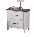 English Elm White Color Nightstand Bedroom 1 Piece Nightstand Solid Wood Black Appliance Pull 2-Drawers Bedside Table Gray Top, Two Tone Finish