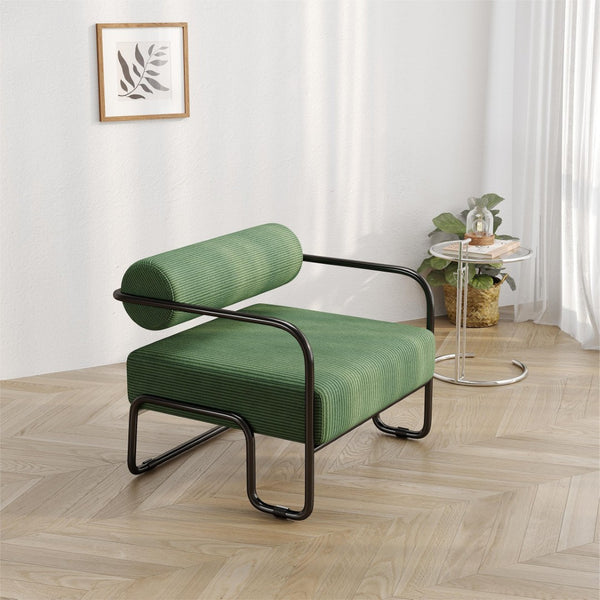 English Elm 27"l Corduroy Accent Chair Iron Frame Shell Seat for Small Living Rooms and Balconies W1669P153997