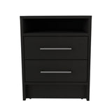 English Elm Nightstand Cartiz, Two Drawers, Black Wengue Finish