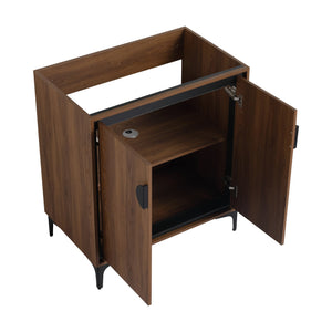 English Elm 30 Brown Bathroom Vanity Cabinet with 2 Doors - Engineered Wood Freestanding Storage, Easy Install W1972P164354