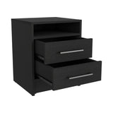 English Elm Nightstand Cartiz, Two Drawers, Black Wengue Finish