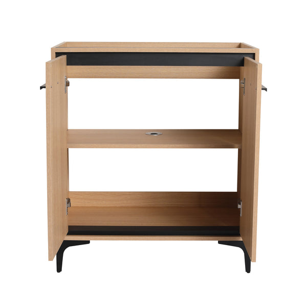 English Elm 30 30 Inch Bathroom Vanity Base with Double Doors, Engineered Wood Cabinet, Modern Minimalist Storage Oak W1972P164356