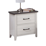 English Elm White Color Nightstand Bedroom 1 Piece Nightstand Solid Wood Black Appliance Pull 2-Drawers Bedside Table Gray Top, Two Tone Finish