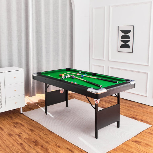 English Elm 6ft Billiard Pool Table with Green Felt Surface Foldable Legs for Home Game Room W2377P149842