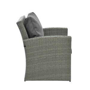 English Elm Patio 5-Piece Wicker Furniture Set With Tempered Glass Table And Cozy Cushions For Outdoor Comfort W1703S00010-GIGA