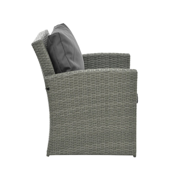 English Elm Patio 5-Piece Wicker Furniture Set With Tempered Glass Table And Cozy Cushions For Outdoor Comfort W1703S00010-GIGA