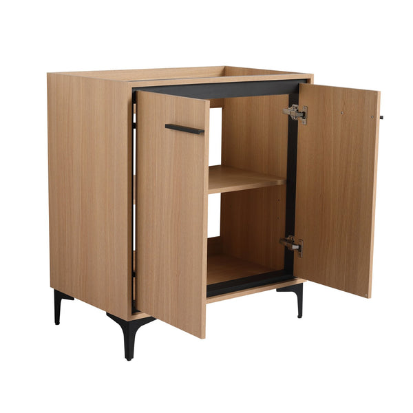 English Elm 30 30 Inch Bathroom Vanity Base with Double Doors, Engineered Wood Cabinet, Modern Minimalist Storage Oak W1972P164356