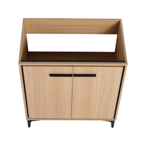 English Elm 30 Inch Oak Bathroom Vanity Base with Basin, Engineered Wood Double-Door Cabinet, Modern Storage W1972S00004