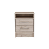 English Elm Nightstand Cartiz, Two Drawers, Light Gray Finish