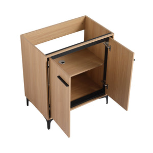 English Elm 30 30 Inch Bathroom Vanity Base with Double Doors, Engineered Wood Cabinet, Modern Minimalist Storage Oak W1972P164356