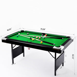 English Elm 6.3ft Foldable Pool Table with Full Accessory Kit for Family Game Rooms W2377P149846