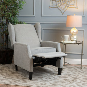 English Elm Christopher Knight Home® - Pushback Recliner Chair with Nailhead Trim and Wingback Design, Plush Fabric Comfort for Living Rooms Grey 60760.00GRYMOSS