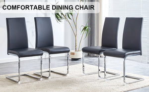 English Elm Modern PU Faux Leather Dining Chair Set – Sleek High-Back Upholstered Side Chairs for Kitchen, Office, Patio, Vanity (4) Black W1151P145210