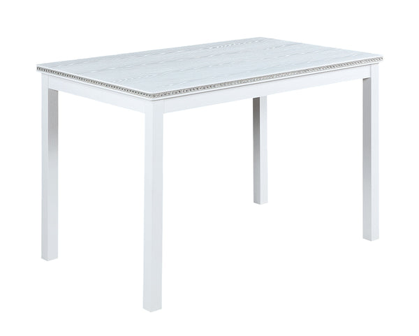 English Elm 5 Piece Wooden Dining Set - Elegant Rectangular Table & 4 Upholstered Chairs With Crystal Accents W1998S00049