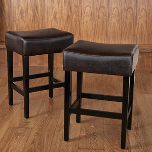 English Elm Christopher Knight Home® - Set Transitional 2-Piece Backless Fabric Counter Height Barstools with 26.75" Seat Height, Durable Upholstery and Sturdy Frame Dark Brown 74492.00PU
