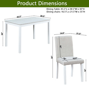 English Elm 5 Piece Wooden Dining Set - Elegant Rectangular Table & 4 Upholstered Chairs With Crystal Accents W1998S00049