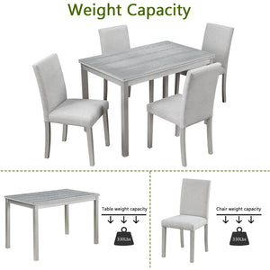English Elm 5 Piece Elegant Wooden Dining Set With Crystal Accents, Rectangular Table & 4 Comfortable Chairs W1998S00048