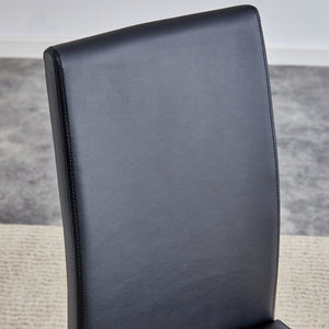 English Elm Modern PU Faux Leather Dining Chair Set – Sleek High-Back Upholstered Side Chairs for Kitchen, Office, Patio, Vanity (4) Black W1151P145210