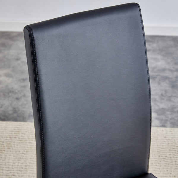 English Elm Modern PU Faux Leather Dining Chair Set – Sleek High-Back Upholstered Side Chairs for Kitchen, Office, Patio, Vanity (4) Black W1151P145210
