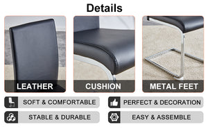 English Elm Modern PU Faux Leather Dining Chair Set – Sleek High-Back Upholstered Side Chairs for Kitchen, Office, Patio, Vanity (4) Black W1151P145210