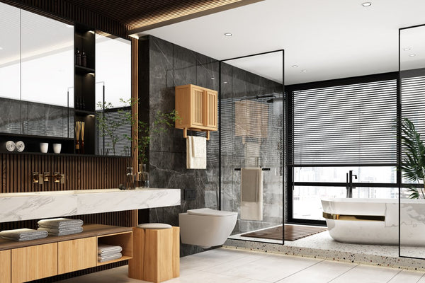 English Elm Bathroom Bamboo Wall Cabinet - Solid Bamboo Toilet Storage Box, Durable Eco-Friendly Minimalist Design (22.85x11.43x10.05) W2207P147167