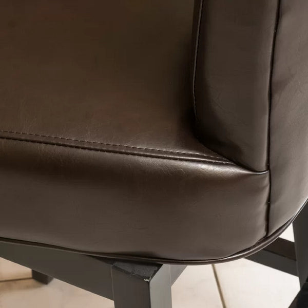 English Elm Christopher Knight Home® - 28-inch Modern PU Leather Swivel Counter Stool with Round Seat, Dark Brown, 41"H, Easy Wipe Clean Finish 57178.00PU