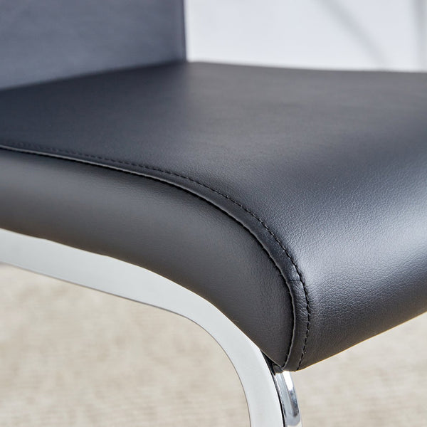 English Elm Modern PU Faux Leather Dining Chair Set – Sleek High-Back Upholstered Side Chairs for Kitchen, Office, Patio, Vanity (4) Black W1151P145210