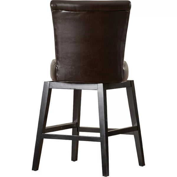 English Elm Christopher Knight Home® - 28-inch Modern PU Leather Swivel Counter Stool with Round Seat, Dark Brown, 41"H, Easy Wipe Clean Finish 57178.00PU