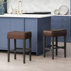 English Elm Christopher Knight Home® - Set Transitional 2-Piece Backless Fabric Counter Height Barstools with 26.75" Seat Height, Durable Upholstery and Sturdy Frame Dark Brown 74492.00PU