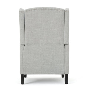 English Elm Christopher Knight Home® - Pushback Recliner Chair with Nailhead Trim and Wingback Design, Plush Fabric Comfort for Living Rooms Grey 60760.00GRYMOSS