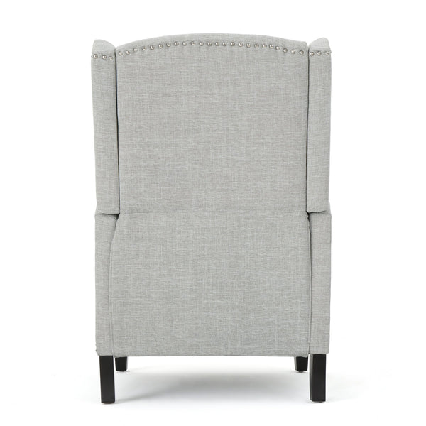 English Elm Christopher Knight Home® - Pushback Recliner Chair with Nailhead Trim and Wingback Design, Plush Fabric Comfort for Living Rooms Grey 60760.00GRYMOSS