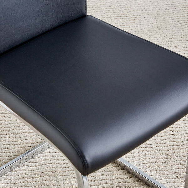 English Elm Modern PU Faux Leather Dining Chair Set – Sleek High-Back Upholstered Side Chairs for Kitchen, Office, Patio, Vanity (4) Black W1151P145210