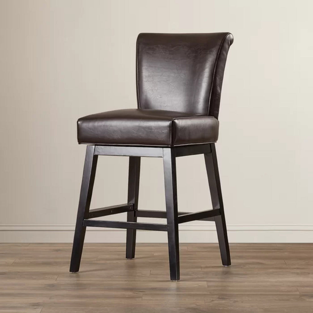 English Elm Christopher Knight Home® - 28-inch Modern PU Leather Swivel Counter Stool with Round Seat, Dark Brown, 41"H, Easy Wipe Clean Finish 57178.00PU