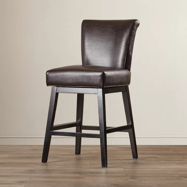 English Elm Christopher Knight Home® - 28-inch Modern PU Leather Swivel Counter Stool with Round Seat, Dark Brown, 41"H, Easy Wipe Clean Finish 57178.00PU
