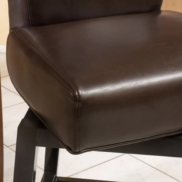 English Elm Christopher Knight Home® - 28-inch Modern PU Leather Swivel Counter Stool with Round Seat, Dark Brown, 41"H, Easy Wipe Clean Finish 57178.00PU