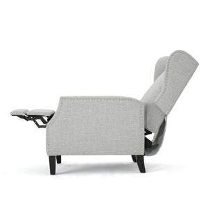 English Elm Christopher Knight Home® - Pushback Recliner Chair with Nailhead Trim and Wingback Design, Plush Fabric Comfort for Living Rooms Grey 60760.00GRYMOSS